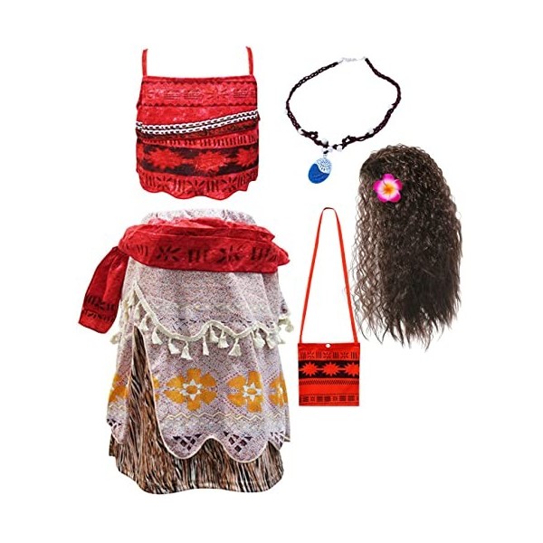 Deleventh Moana Princesse Deguisement Costume Et Perruque Collier A