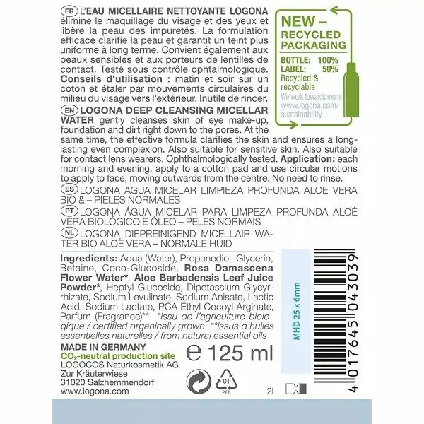 [ EXPIRED ] 4x Eau Micellaire à l'Aloé Vera et Rose de Damas BIO de LOGONA Naturkosmetik LOGONA Naturkosmetik 2,50&nbsp;€