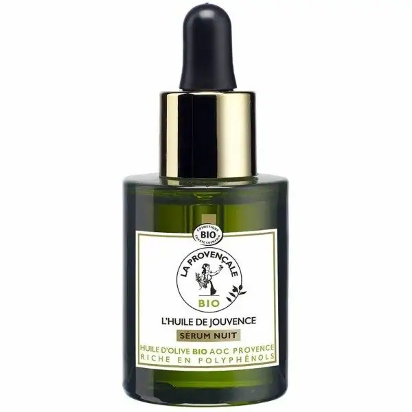 Sérum de noche L'Huile de Jouvence - Cuidado facial orgánico certificado - Aceite de oliva provenzal orgánico AOC de La