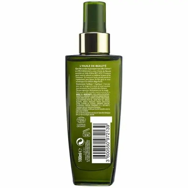 Edertasun Olioa Aurpegia Gorputzeko Ilea Zaintzeko AOC Provence Oliba Olio Organikoa Ziurtagiria La Provençale La Provençale