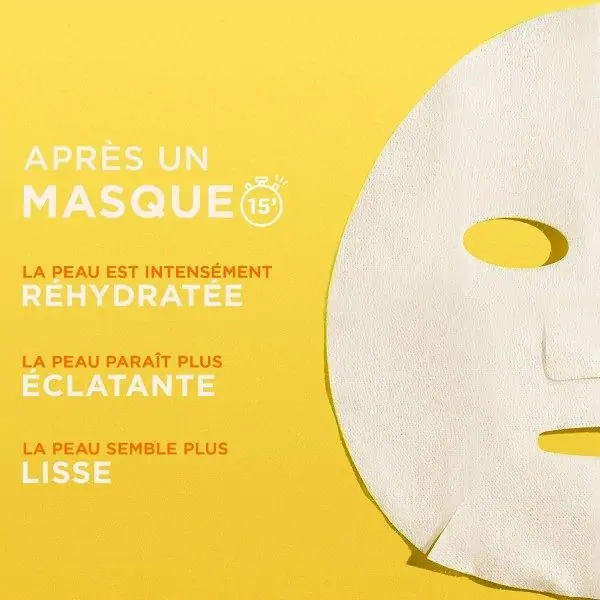 Masque Tissu Hydratant Booster d'Eclat Enrichi en Vitamine C et Acide Hyaluronique Formule Vegan de Garnier Garnier 2,00 €