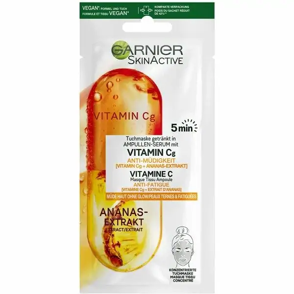 Garnier SkinActive Anti-vermoeidheid Ampul Bladmasker Vitamine C & Ananas Extract Veganistische Formule Garnier € 3,38