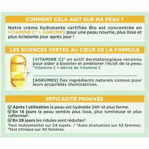 Crème Hydratante Bio Eclat Quotidien Vitamine C de Garnier Bio Garnier 5,50 €