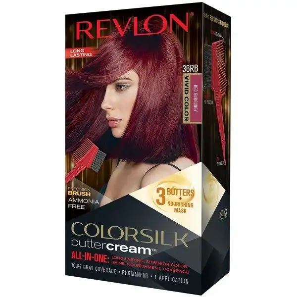 36RB Borgoina gorria - COLORSILK Amoniakorik gabeko ile kolore iraunkorra Revlon Revlon-ek 5,99 £