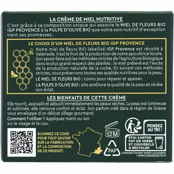 Crema de mel nutritiva Mel de flores ecolóxica IGP de Provenza e pulpa de oliva ecolóxica de La Provençale Bio La Provençale