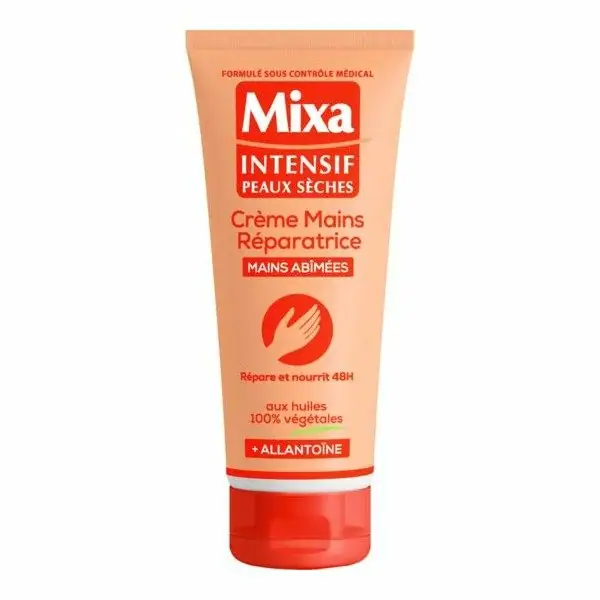 Crema reparadora de mans per a mans danyades amb alantoïna de Mixa Intensive Dry Skin