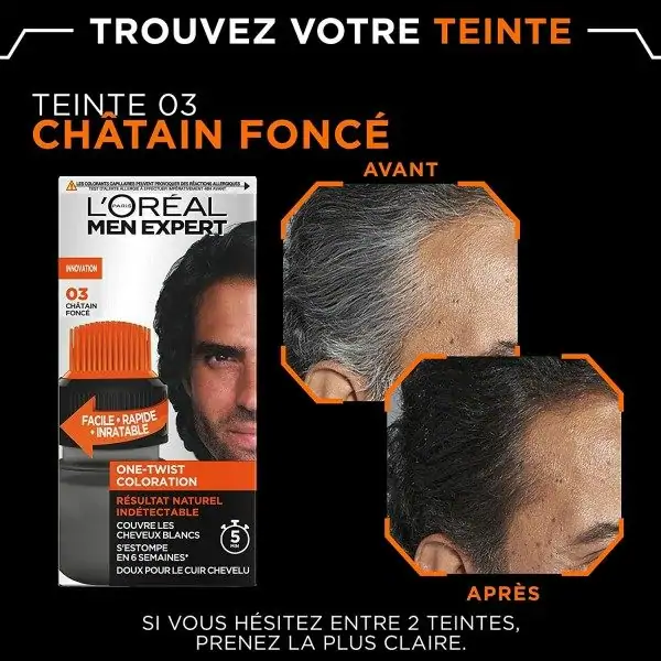 03 Dark Chestnut - Color de cabelo para homes One Twist Hair Color de L'Oréal Paris Men Expert Garnier 5,33 €
