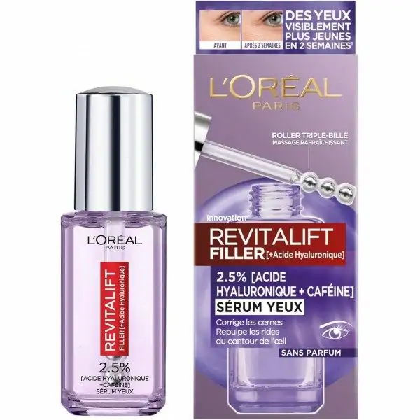 L'Oréal Paris Revitalift Filler Eye Serum mit reiner Hyaluronsäure und Koffein 16,84 €