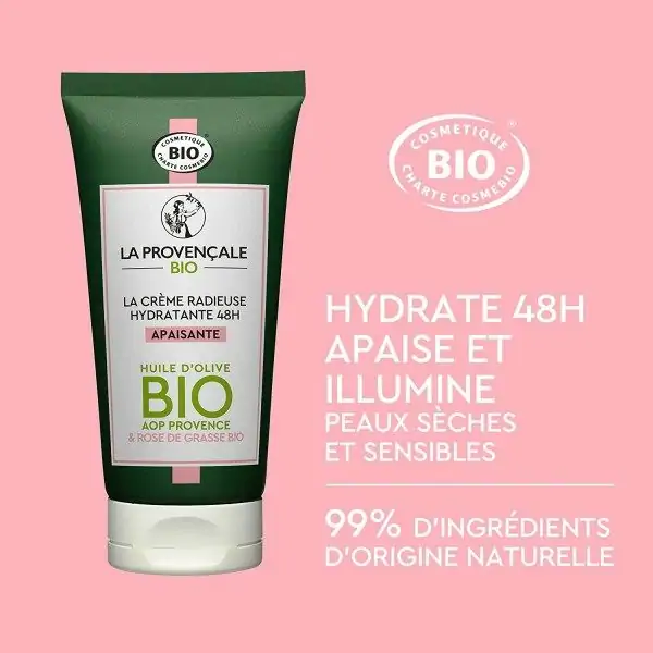 Stralende Kalmerende Hydraterende Crème 48H Olijfolie en Grasse Rozenextract uit La Provençale Bio La Provençale 7,81 €