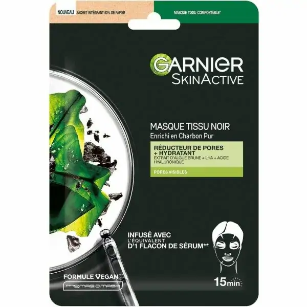 Masque Tissu Charbon Végétal Purifiant et Hydratant de Garnier SkinActive Garnier 2,27 €