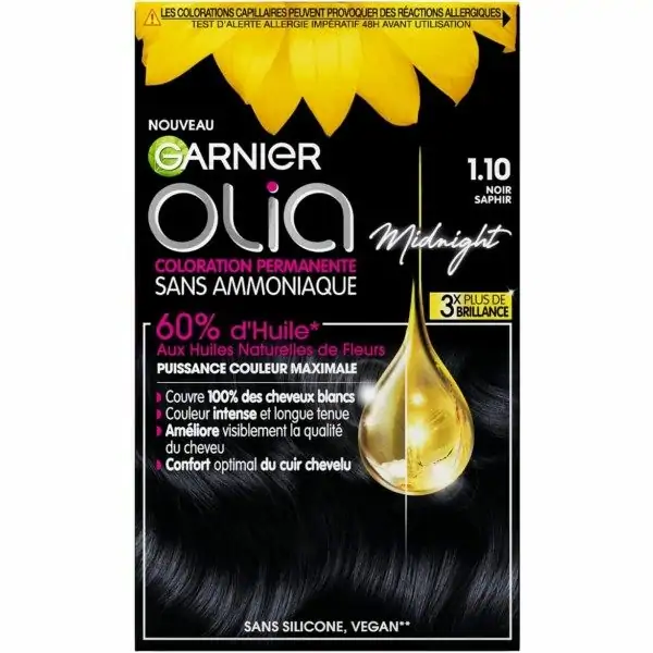 1.10 Noir Sapphire - Permanente Haarfarbe ohne Ammoniak mit natürlichen Ölen der Oliablüten von Garnier Garnier 5,22 €