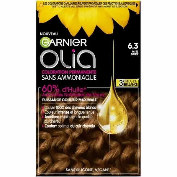 6.3 Golden Honey Chestnut - Permanente haarkleuring zonder ammoniak met natuurlijke oliën van Olia Flowers van Garnier Garnier