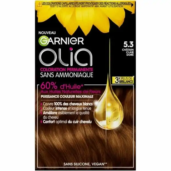 5.3 Light Golden Chestnut - Permanent Hair Color Without Ammonia With Natural Oils of Olia Flowers by Garnier Garnier 6,12 €