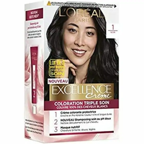 1 Black - L'Oréal Paris L'Oréal Excellence Crème Triple Care Permanent Hair Color 100% Coverage White Hair 7,63 €
