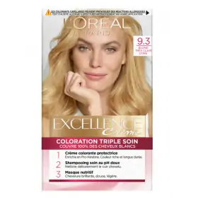 9.3 Zeer Licht Goudblond - Triple Care Permanente Haarkleuring 100% Dekking White Hair Excellence Crème van L'Oréal Par...