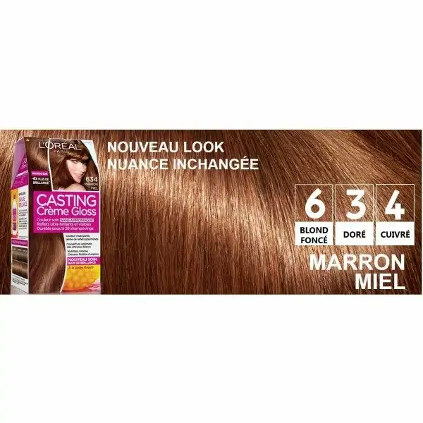 634 Marron Miel - Coloration Cheveux Ton Sur Ton Sans Ammoniaque Casting Crème Gloss de L'Oréal Paris L'Oréal 5,00 €
