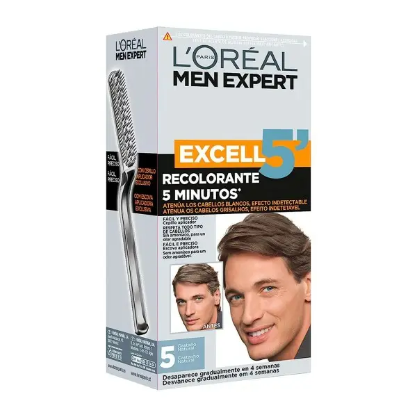 5 Castaño Natural - Excell 5 Tinte Recoloring Gel-Cream Hair para Hombre de L'Oréal Men Expert L'Oréal 6,82 €