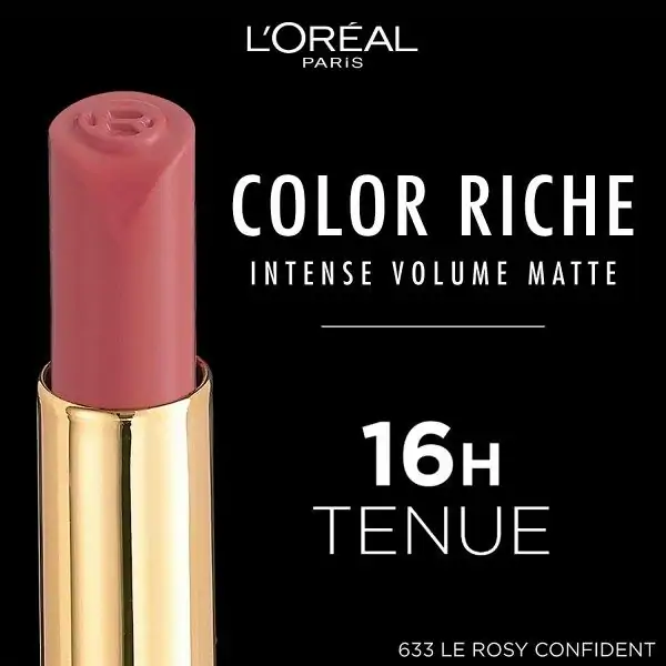 633 Le Rosy Confident - Pintalabios Mate Intenso y Rellenador (Ácido Hialurónico) Color Riche de L'Oréal Paris L'Oréal...