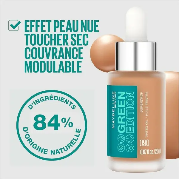 100: Tinted Oil Face Foundation Superdrop Green Edition Getinte olie van Maybelline New-York Maybelline € 6,00