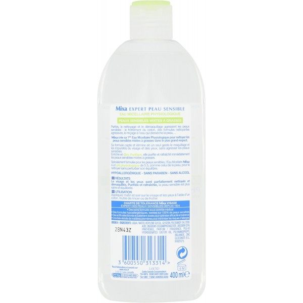 Physiological Purifying Micellar Water 400ml from Mixa Expert Sensitive Skin Garnier €4.99
