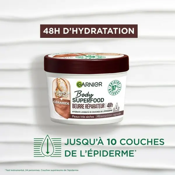 Crème Soin Corps Réparatrice Hydratation 48HAu Beurre de Cacao & Céramide Body Superfood de Garnier Garnier 5,00&nbsp;€