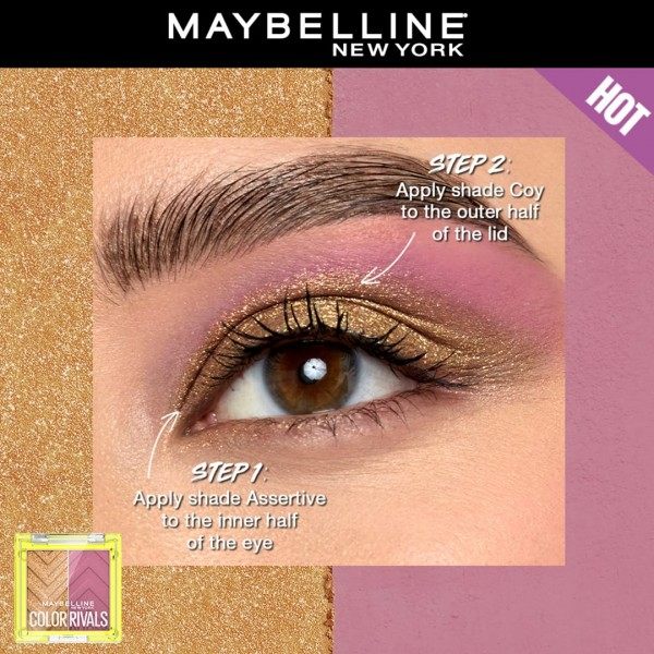 Assertive x Coy - Paleta de sombras de ojos Color Rivals altamente pigmentada, resistente al agua de Maybelline New York