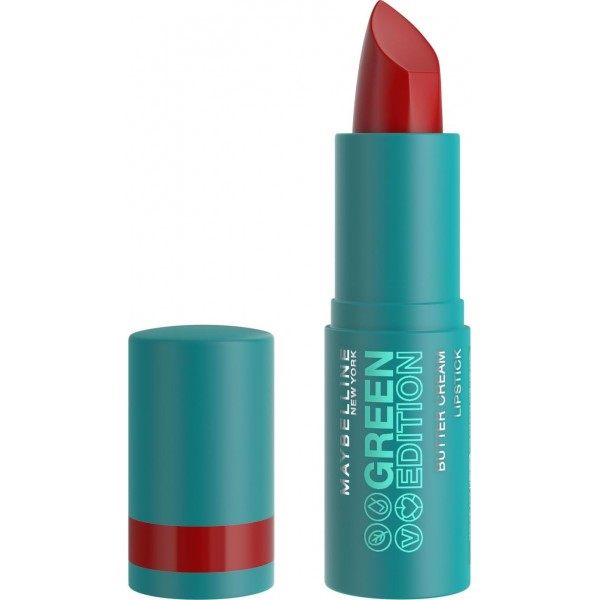 018 Musk - Lápiz labial satinado y pigmentado con manteca de cacao Crema de manteca Edición vegana verde de Maybelline New York