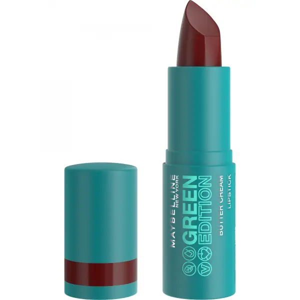 01 Ecliptic - Lápiz labial satinado y pigmentado con manteca de cacao Crema de manteca Edición vegana verde de Maybelline New