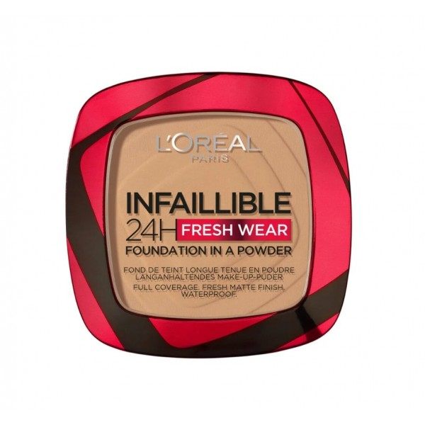 300 Ambre - Base de maquillaje en polvo de larga duración resistente al agua Infalible 24H Fresh Wear de L'Oréal Paris L'Oréal