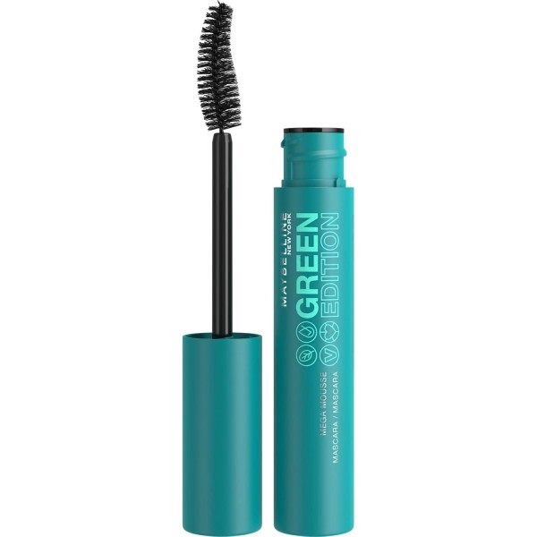 Blackest Black - Máscara de pestañas enriquecida con manteca de karité Mega Mousse edición verde de Maybelline New-York