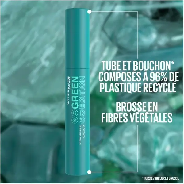 Blackest Black - Mascara Volume Enrichi en Beurre de Karité Green Edition Mega Mousse de Maybelline New-York Maybelline 6,00&nbsp;€