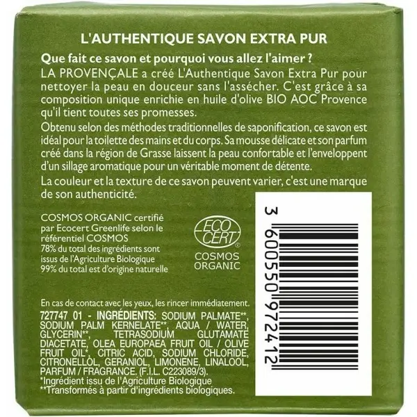 Auténtico jabón de aceite de oliva extra puro orgánico AOC Provenza de La Provençale La Provençale 3,49 €