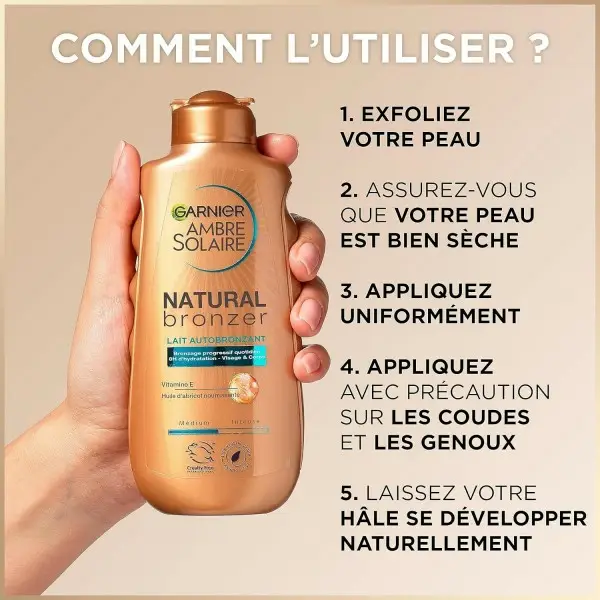 Bronceador natural leite autobronceador dourado e bronceado luminoso durante 1 semana de GARNIER Ambre Solaire Garnier 7,99 €