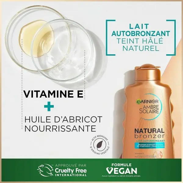 Lait Autobronzant Natural Bronzer Hâle Doré et Lumineux Pendant 1 Semaine de GARNIER Ambre Solaire Garnier 7,99&nbsp;€