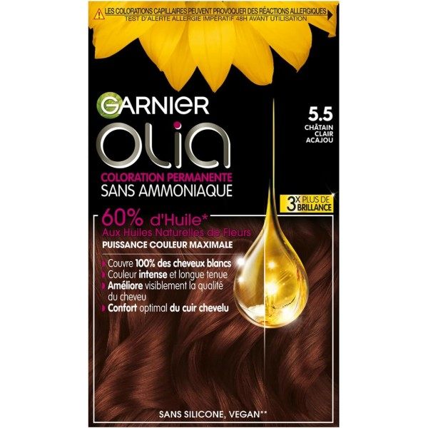5.5 Licht Mahoniebruin - Permanente Haarkleuring Zonder Ammoniak Met Natuurlijke Bloemoliën Olia van Garnier Garnier €4,00