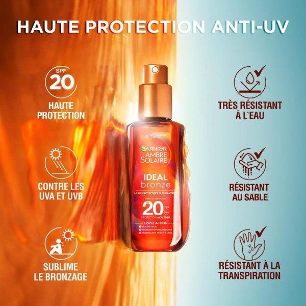 GARNIER Ambre Solaire Mixa-ren E bitamina eta karité gurina SPF20 SPF20 brontzezko babes-olio ideala 8,00 €