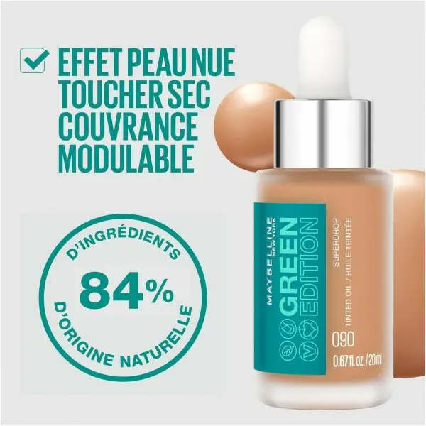Tono 60 - Base de maquillaxe facial con cor aceite Maybelline New York Superdrop Green Edition Maybelline 4,45 €