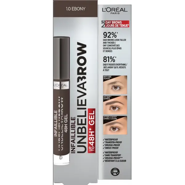 1.0 Ebony - Unbelievabrow Long-Lasting Eyebrow Gel by L'Oréal Paris L'Oréal €6.99