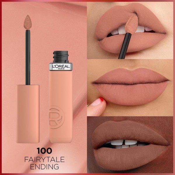 100 Fairytale Ending - Rouge à Lèvres Liquide Infaillible Matte Resistance À L'Acide Hyaluronique de L'Oréal Paris L'Oréal 6,...