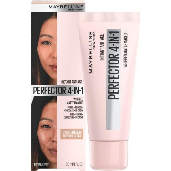 02 LIGHT MEDIUM - Perfeccionador matificante antienvejecimiento instantáneo multiusos 4 en 1 de Maybelline New York Maybell...