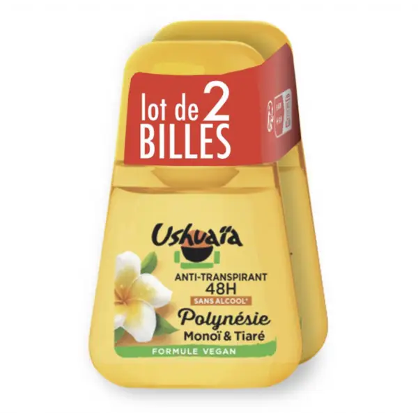 Monoï et Tiaré - ( 2x50ml ) Déodorant Anti-transpirant Bille 48h sans alcool de USHUAIA USHUAIA 5,50&nbsp;€