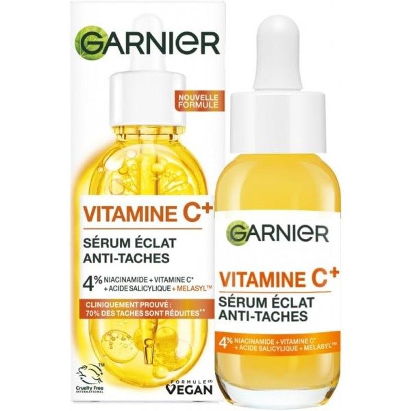 Siero Illuminante Anti-Macchie Brune Arricchito con Niacinamide, Vitamina C e Acido Salicilico di GARNIER Skin Active Garnier