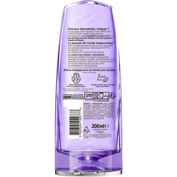 Démêlant Hydra-Fixant Hyaluron Repulp pour Cheveux Déshydratés et Fatigués À l'Acide Hyaluronique Elseve de L'Oréal Paris L'O...
