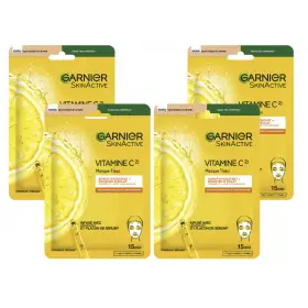 Pack of 4 Hydrating Fabric Face Masks with Vitamin C and Hyaluronic Acid, Radiance Boost — GARNIER SkinActive Garnier €7.00