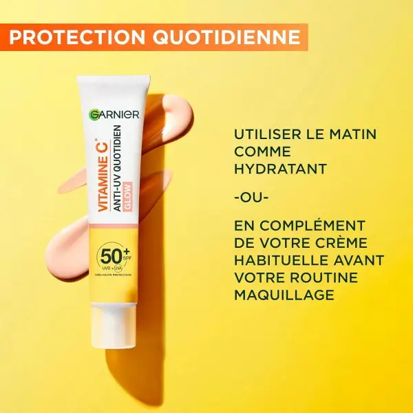 Fluido Quotidiano Anti-Macchie e Anti-UV - Glow - SPF 50+ - Trattamento Viso Arricchito con Vitamina C di Garnier SkinActive