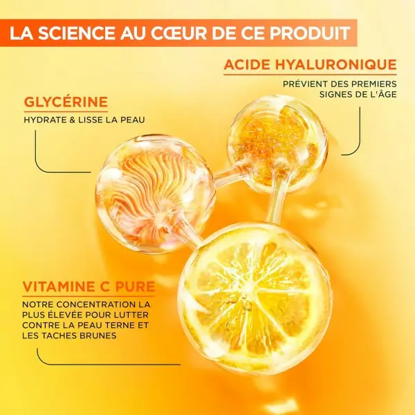 Sérum Noche Potenciador de Luminosidad - Eficaz contra Manchas Oscuras y Arrugas - Vitamina C Pura, Ácido Hialurónico de