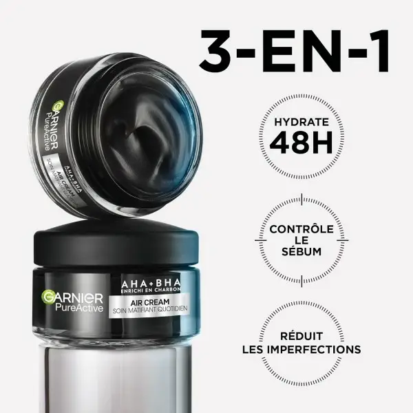 Air Cream - Cuidado Matificante Diario - Enriquecido con AHA + BHA y Carbón de Garnier Pure Active Garnier 7,50 €