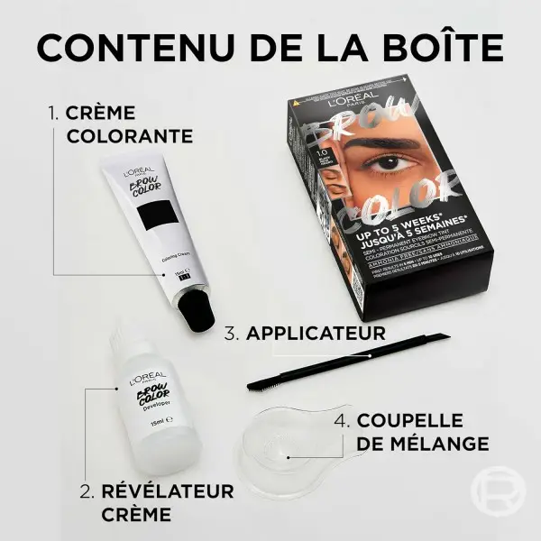 1,0 Nero - Tintura Sopracciglia Semi-Permanente - Fino a 5 Settimane di Tenuta - Fino a 10 Applicazioni - Brow Color di L’Oréal