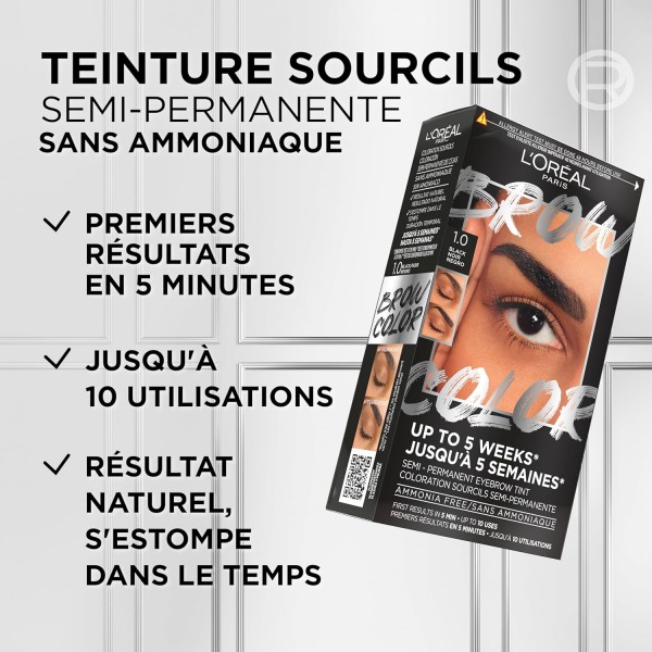 3.0 Dark Brunette - Teinture Sourcils Semi-Permanente - 5 Semaines - Jusqu’à 10 Utilisations - Brow Color de L’Oréal Paris L'...