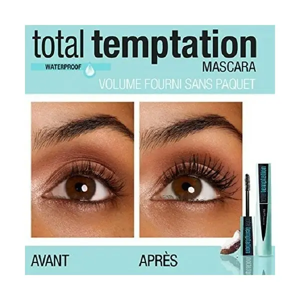 Noir Waterproof - Mascara Volume Total Temptation de Gemey Maybelline Maybelline 4,00&nbsp;€
